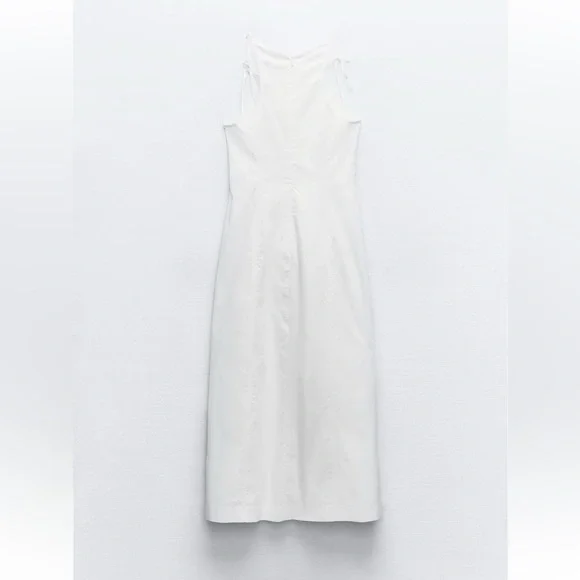 NWT 🤍ZARA BOW GABARDINE MIDI DRESS - Picture 7 of 8